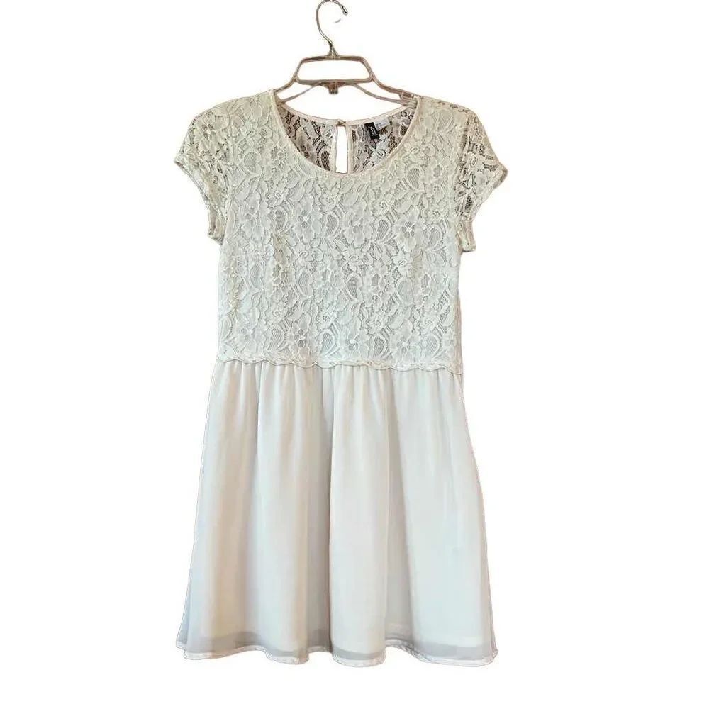 Divided Cream Lace and Chiffon Mini Dress Size 6